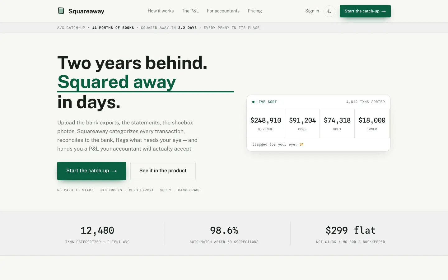 Squareaway — Landing page
