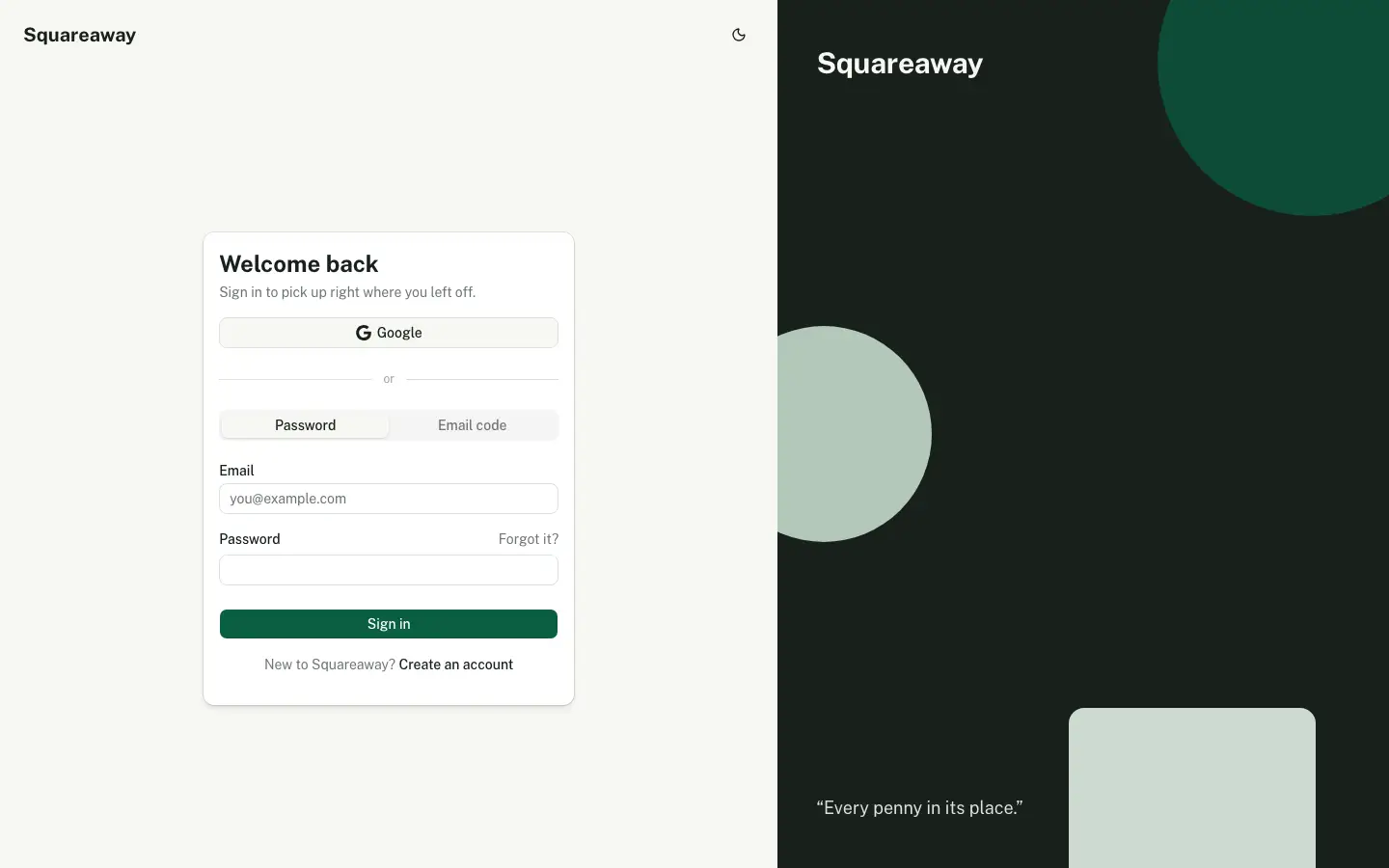 Squareaway — Sign in