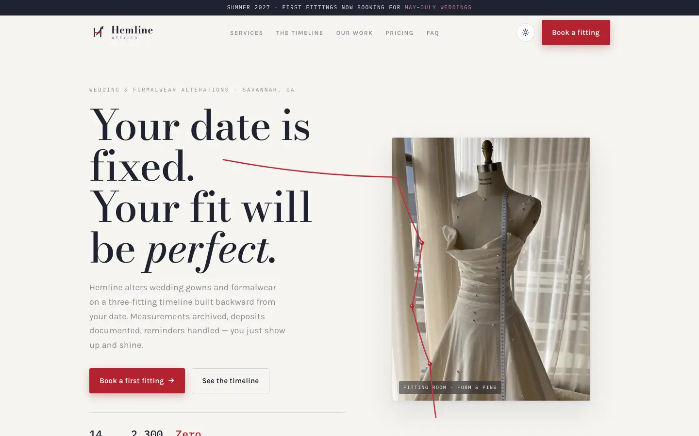 Hemline Atelier — Landing (design)