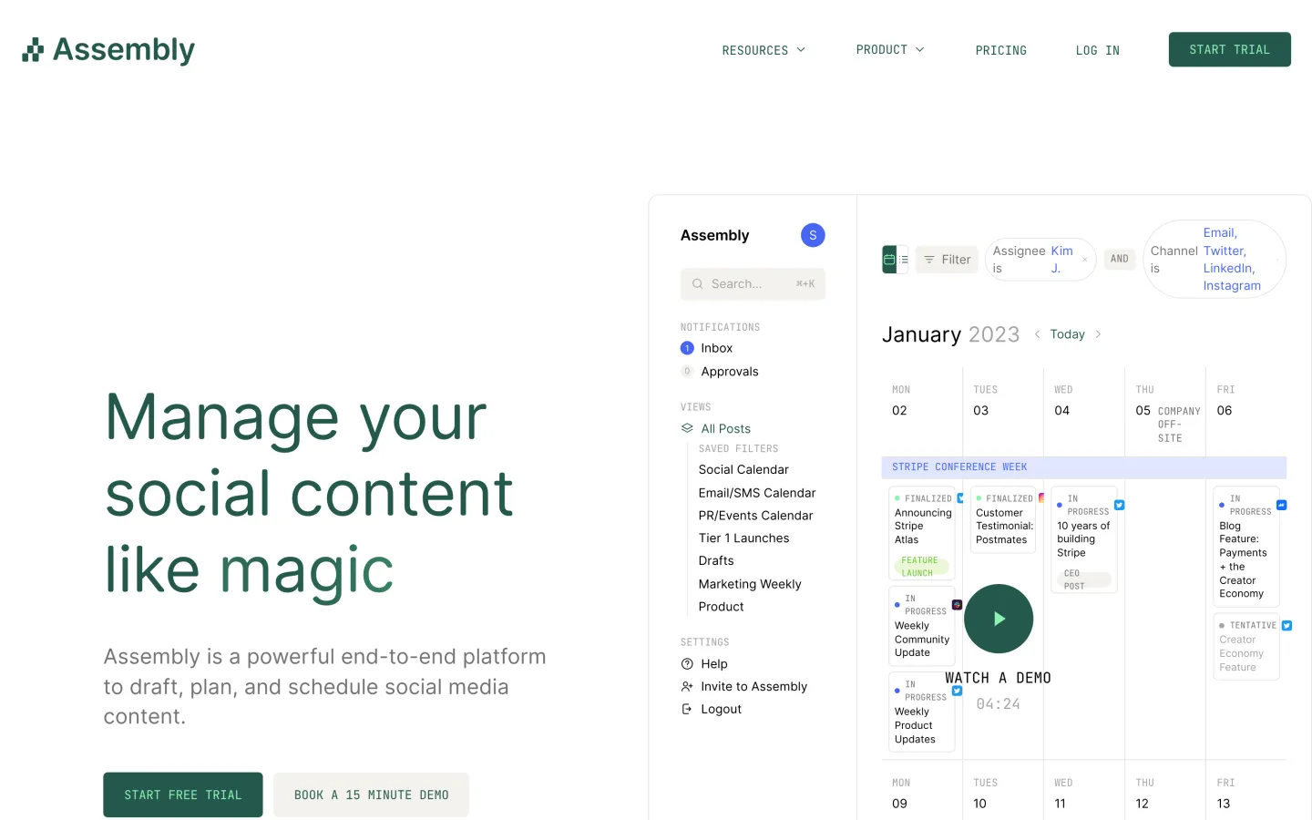 Assembly — Landing page