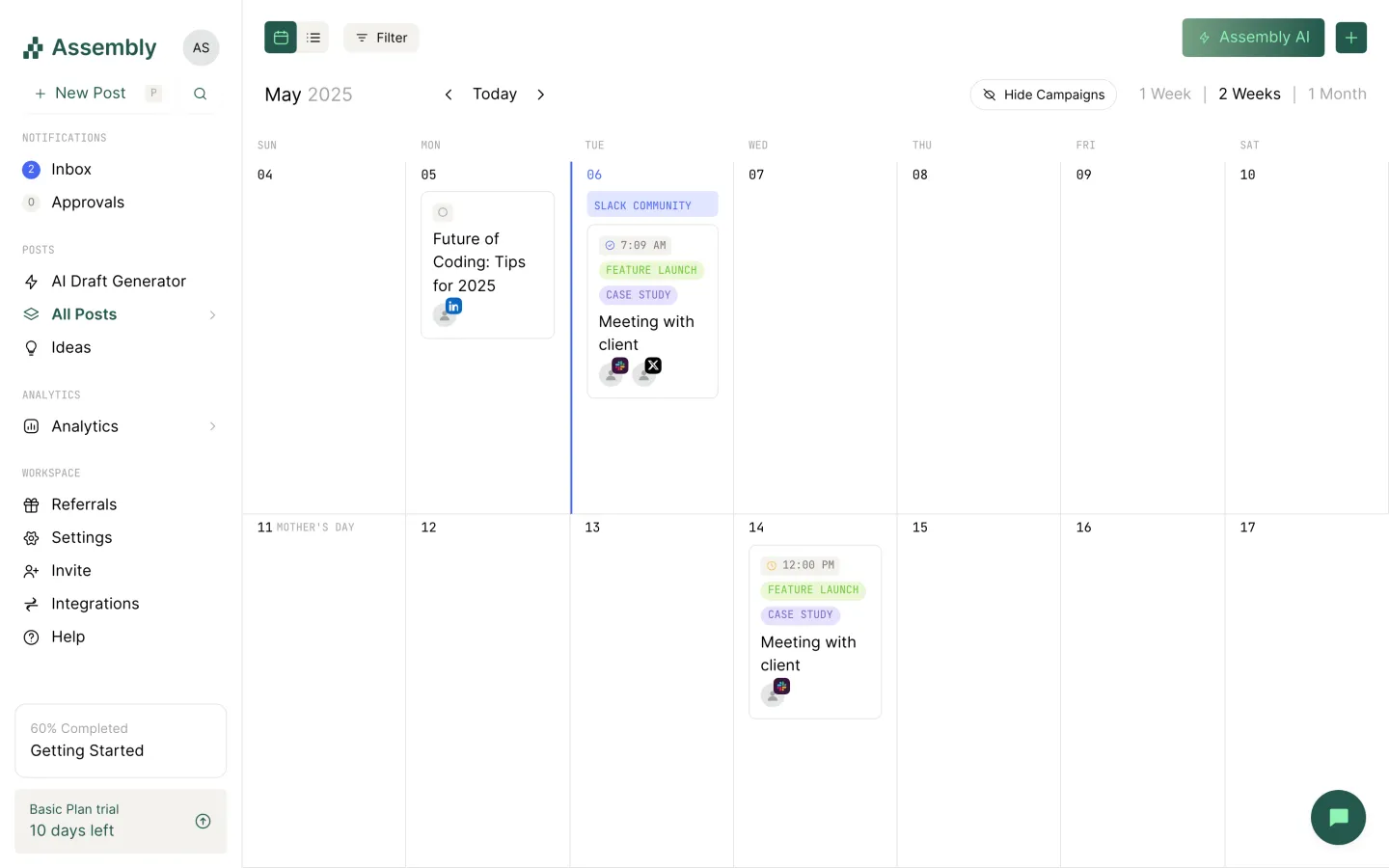 Assembly — Content calendar