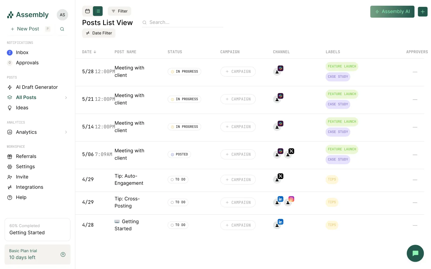 Assembly — Posts list view