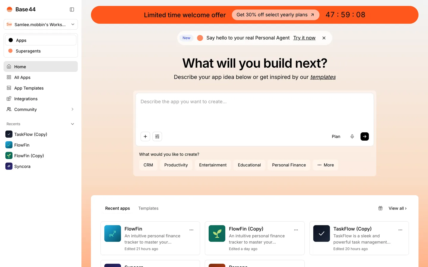 Base44 — What will you build next?