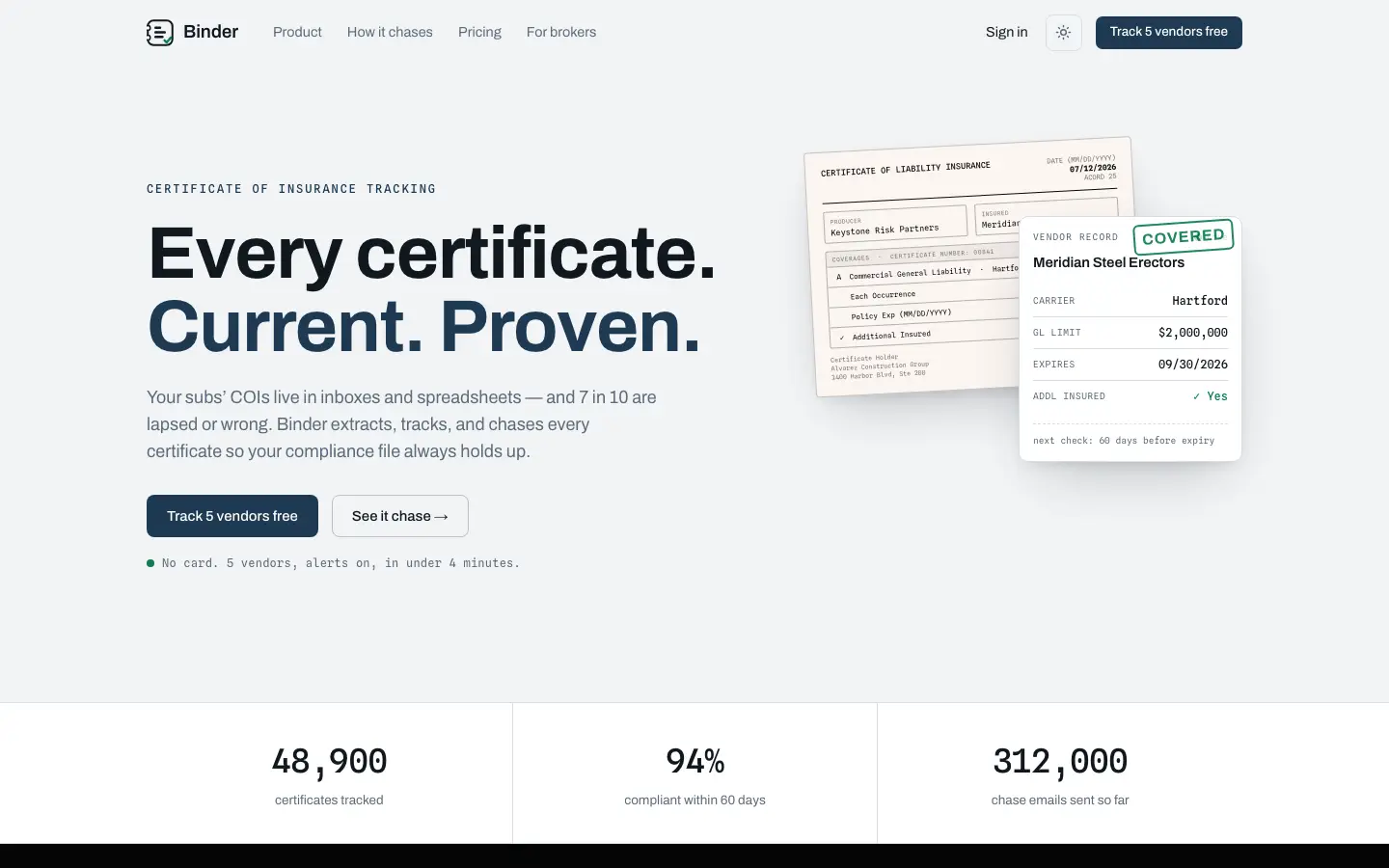 Binder — Landing page