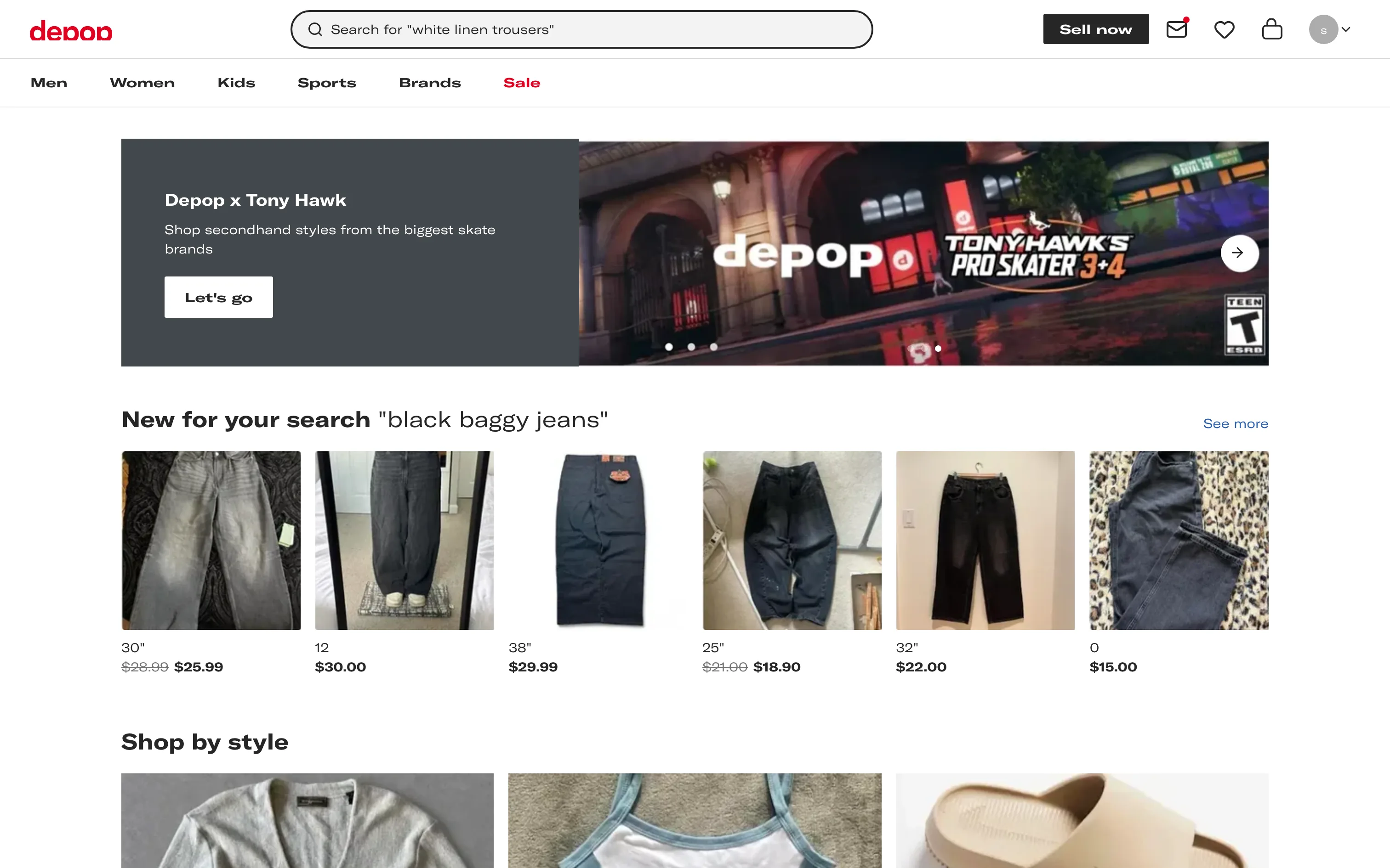 Depop — Landing page