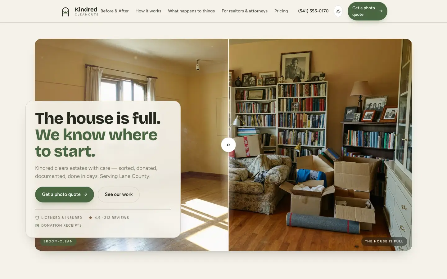 Kindred Cleanouts — Landing (design)