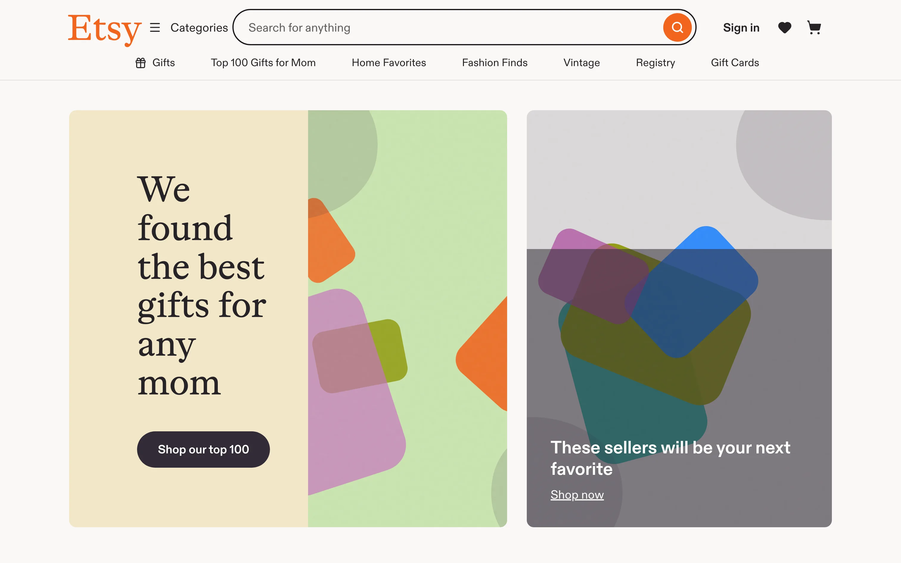 Etsy — Landing page