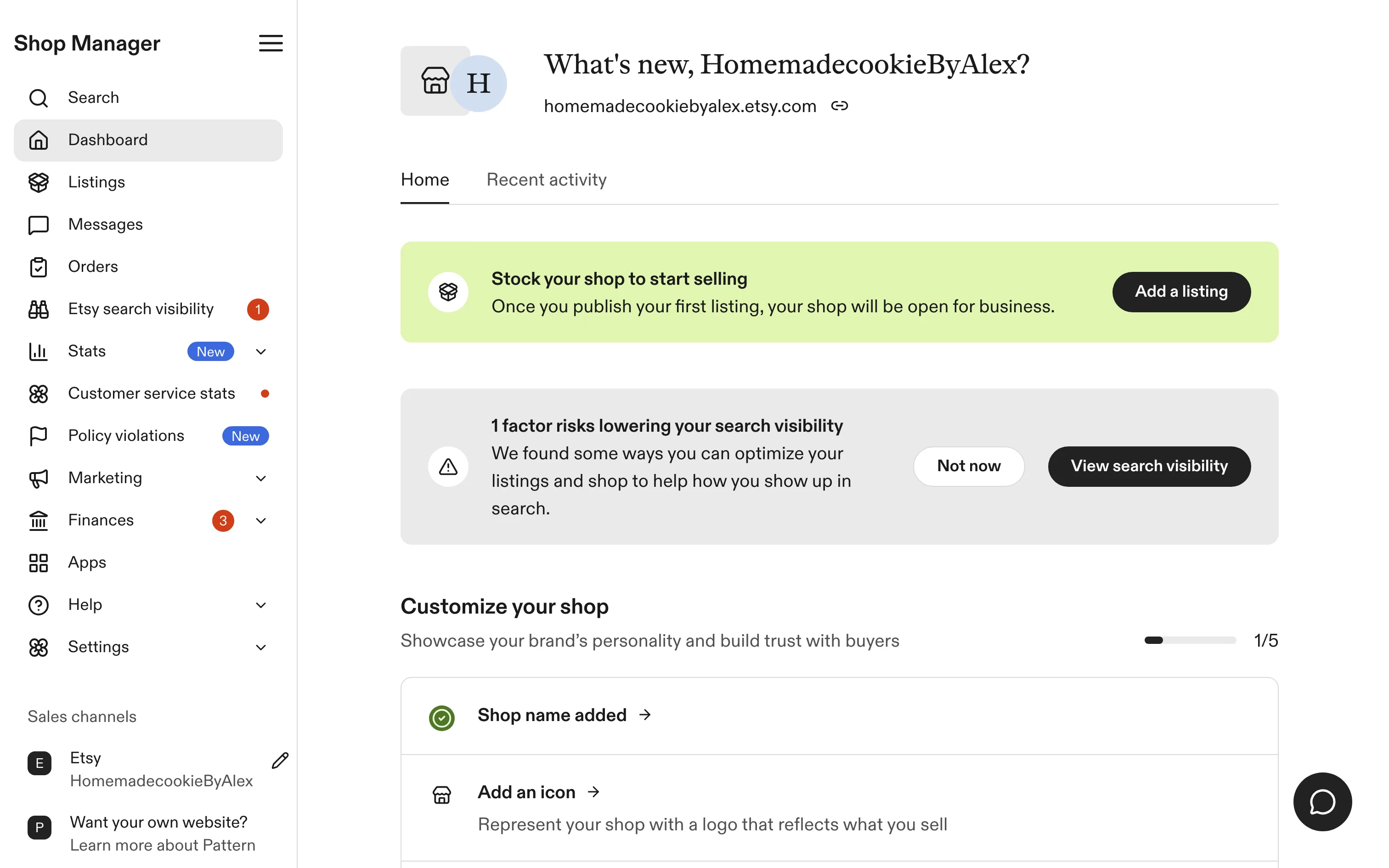Etsy — Shop Manager — customize your shop