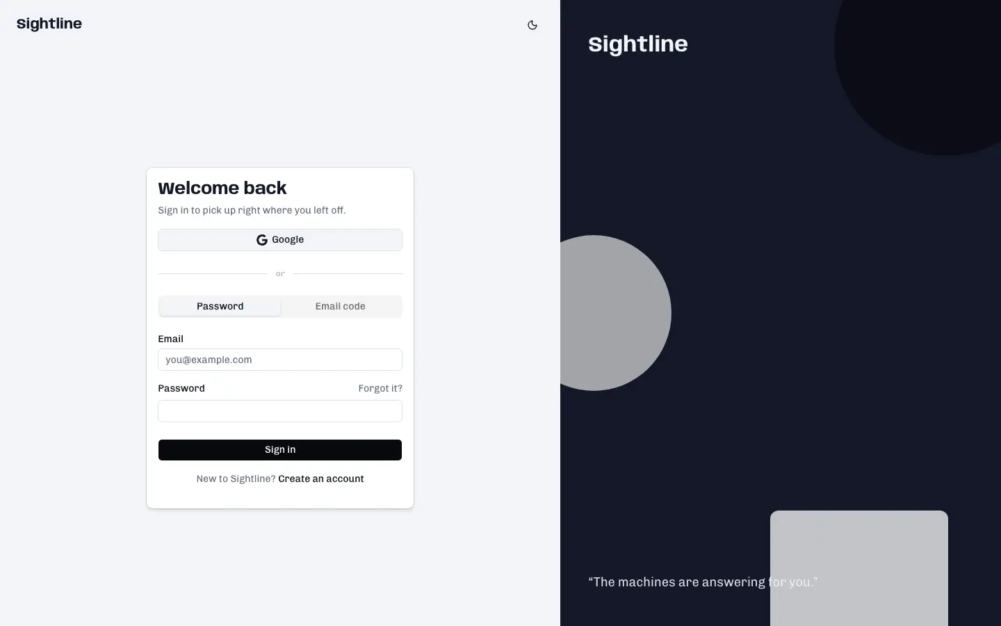 Sightline — Sign in