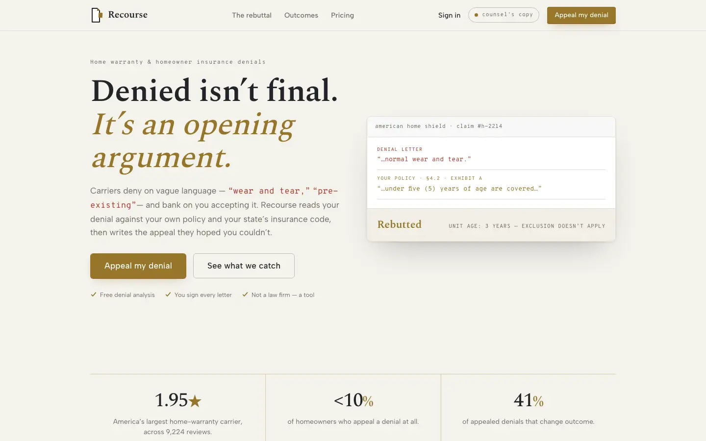 Recourse — Landing page