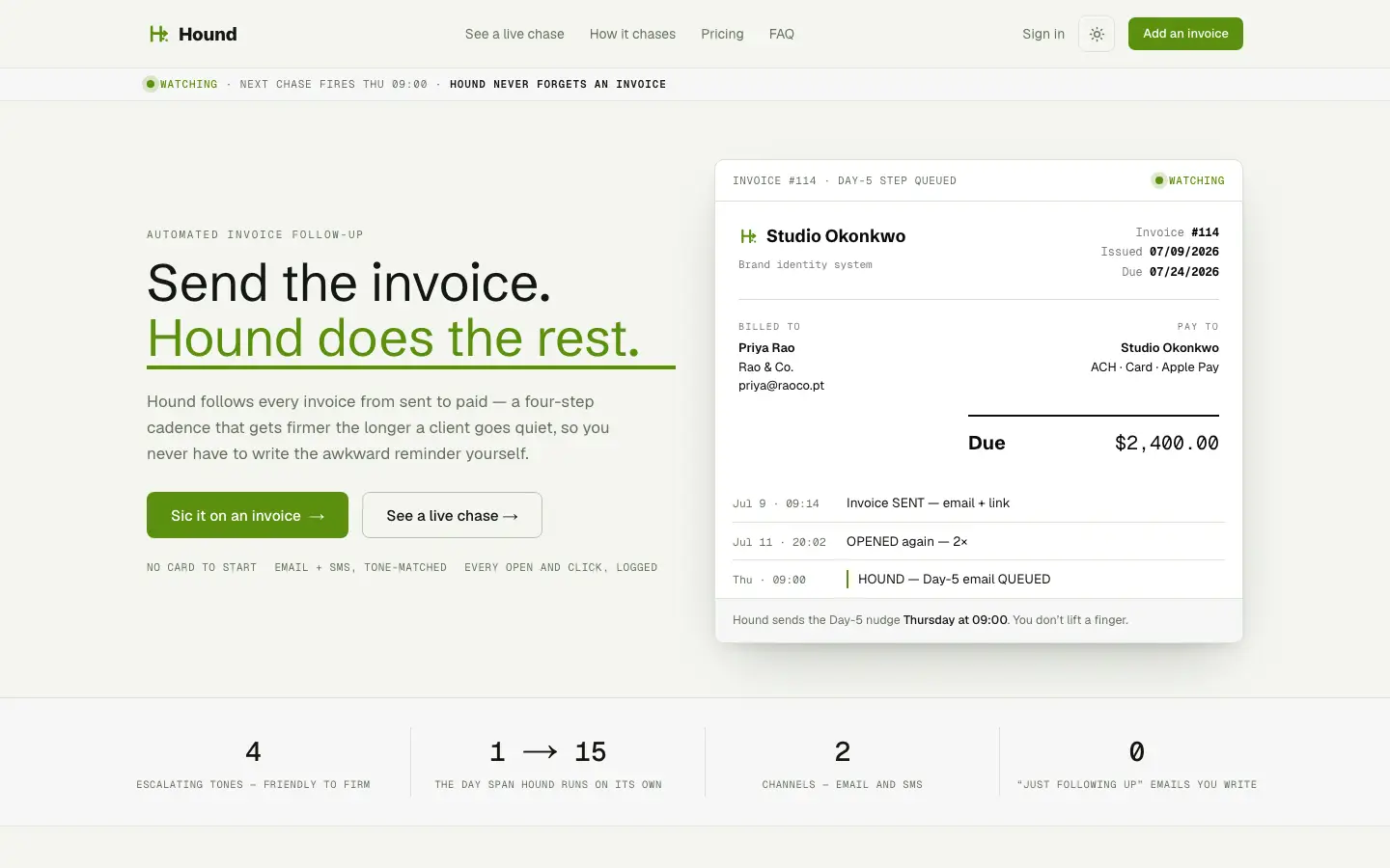 Hound — Landing page