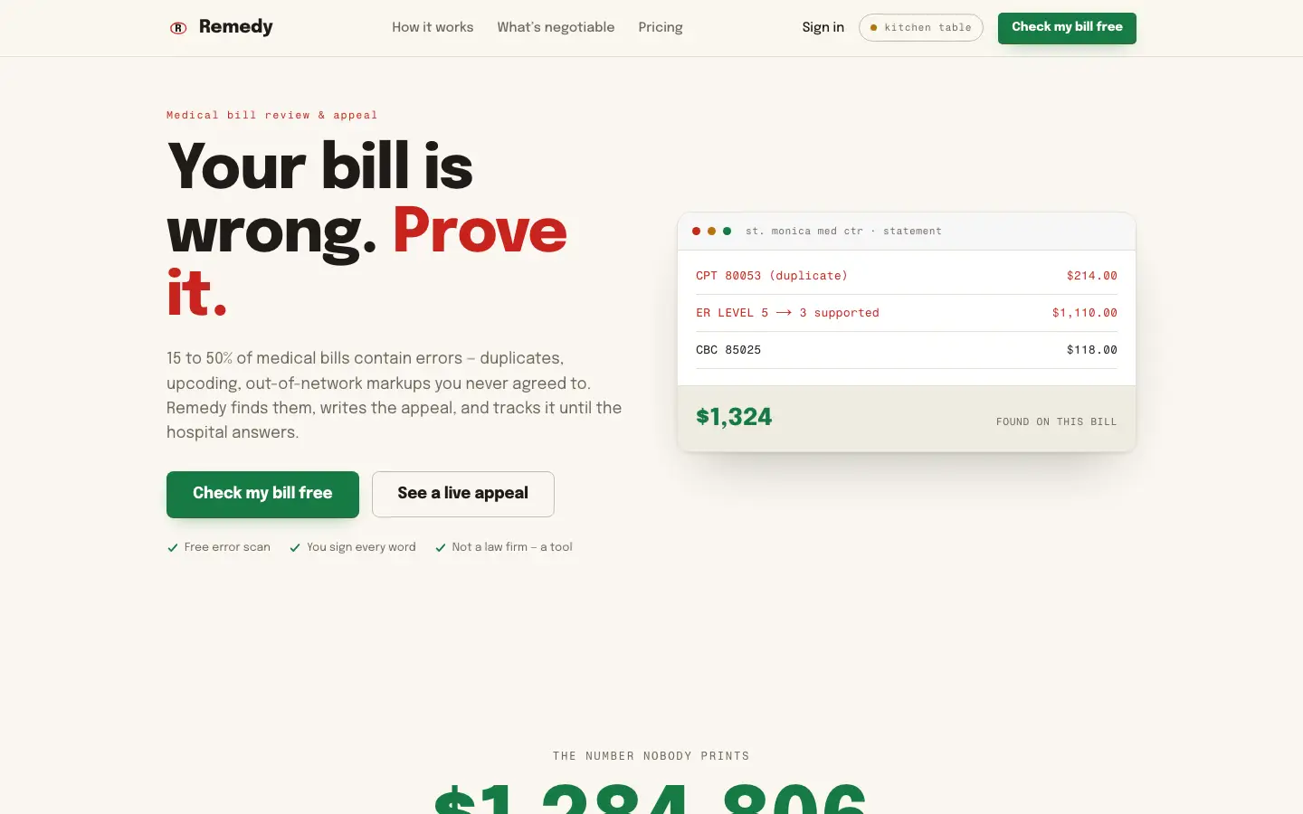Remedy — Landing page