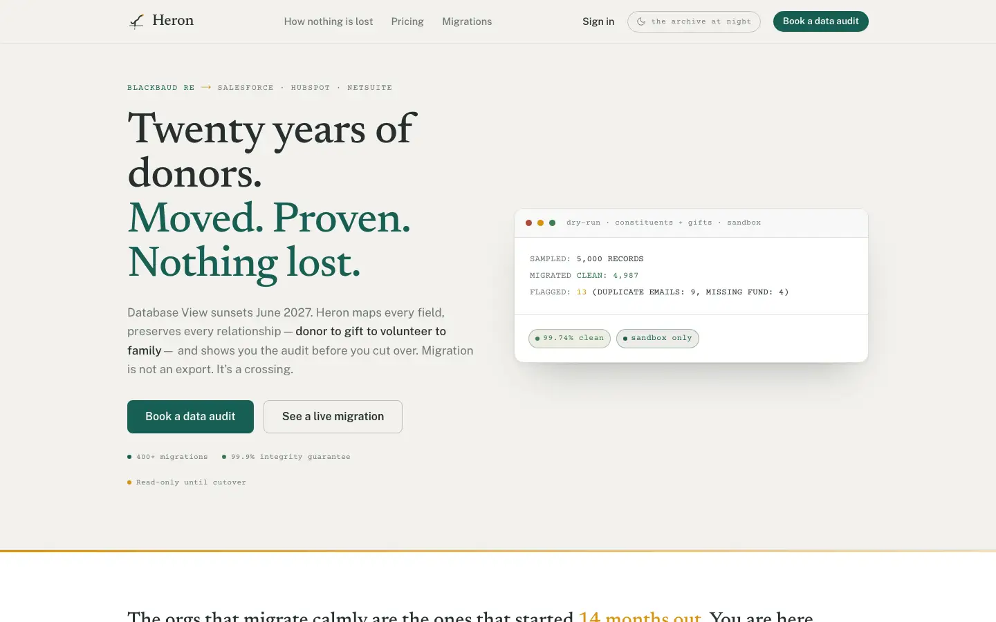 Heron — Landing page
