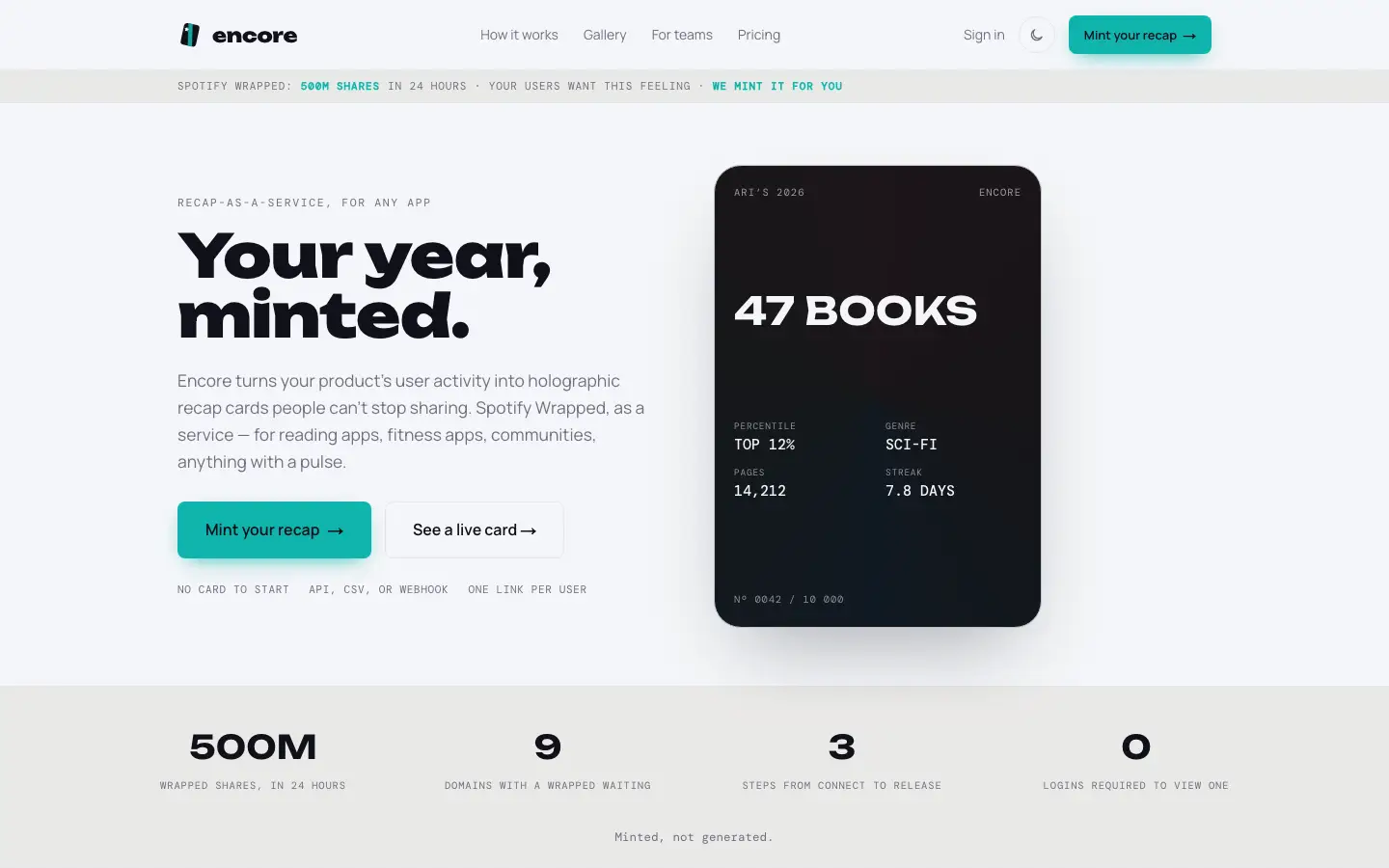 Encore — Landing page