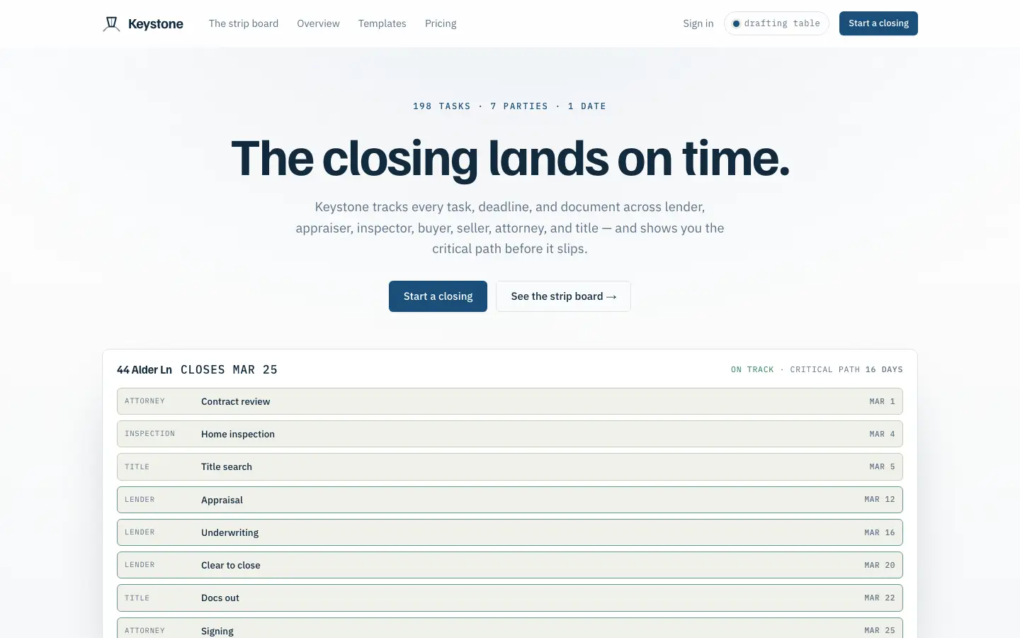 Keystone — Landing page