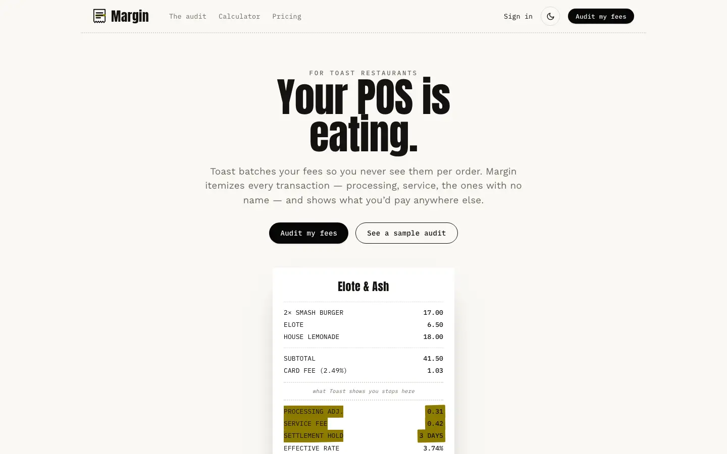 Margin — Landing page