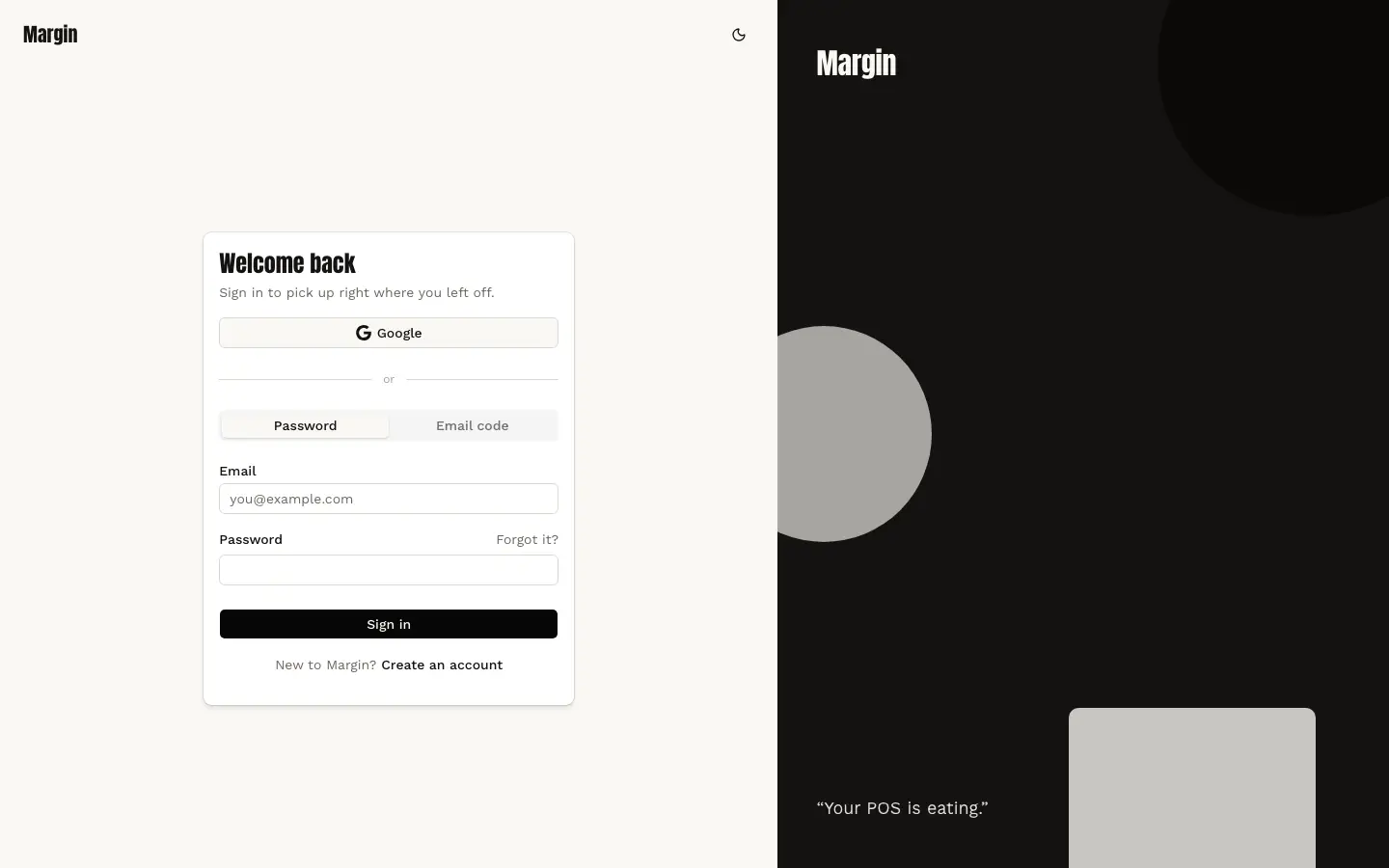 Margin — Sign in