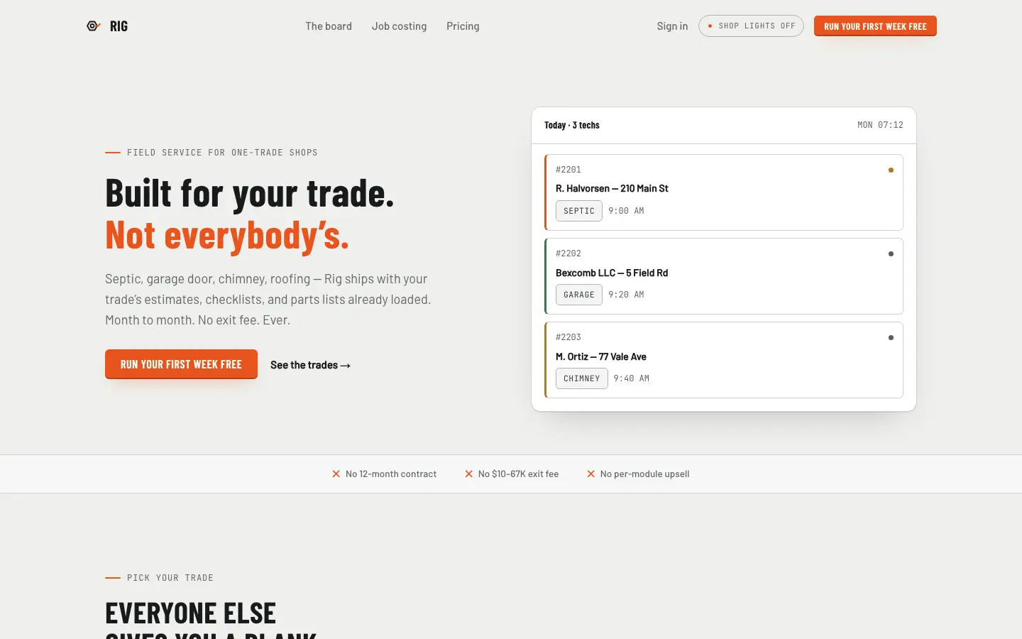 Rig — Landing page