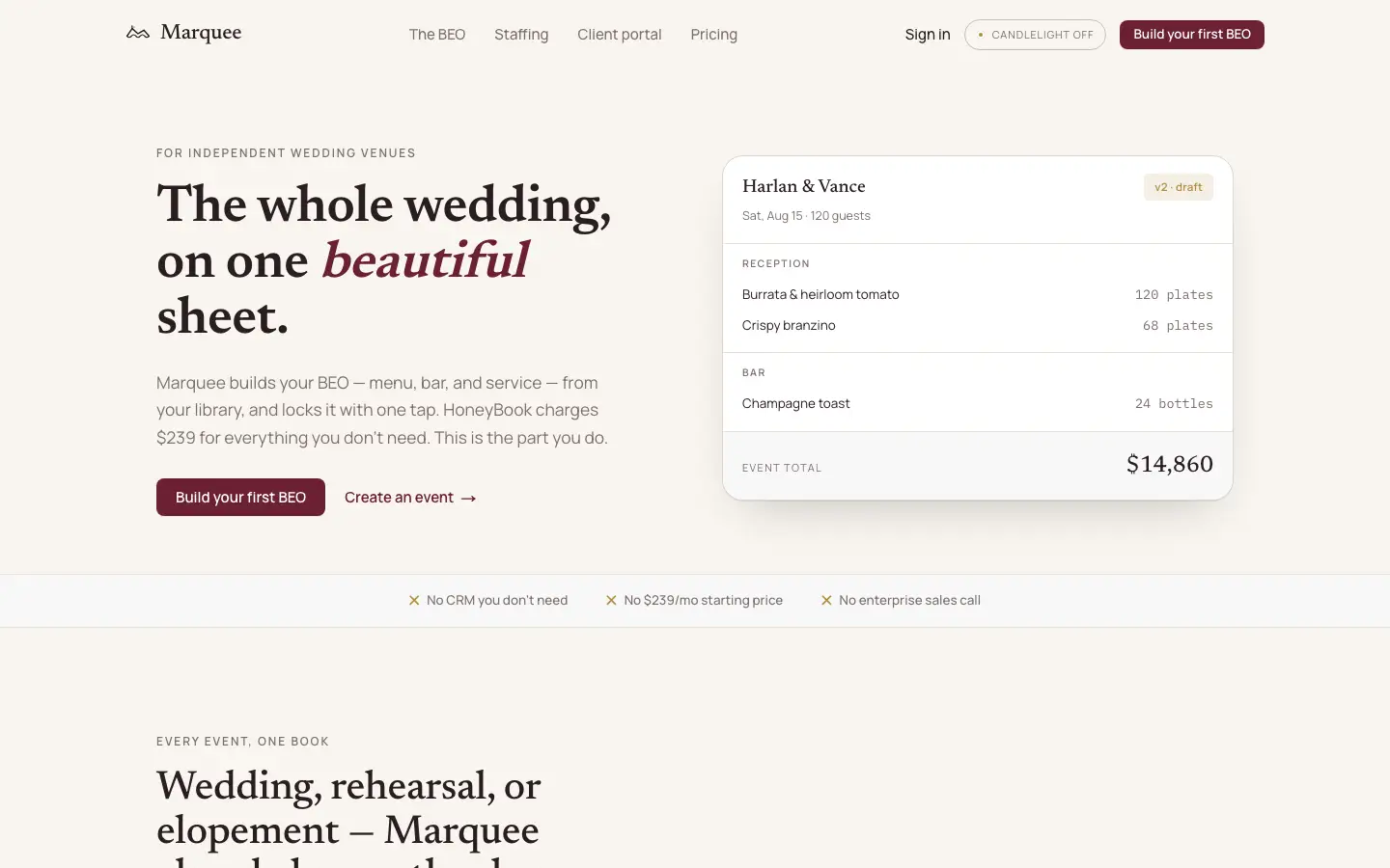 Marquee — Landing page